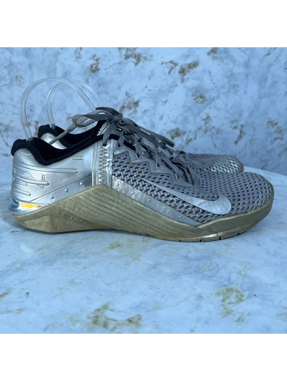 Nike Metcon 6 Men's Size 9.5 Shoes Metallic Gray Athletic Gym Training Sneakers